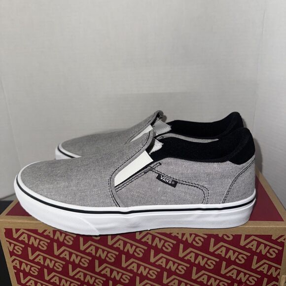 Vans Asher Deluxe Textile Grey Slip On Men\'s Size 8.5 Shoes